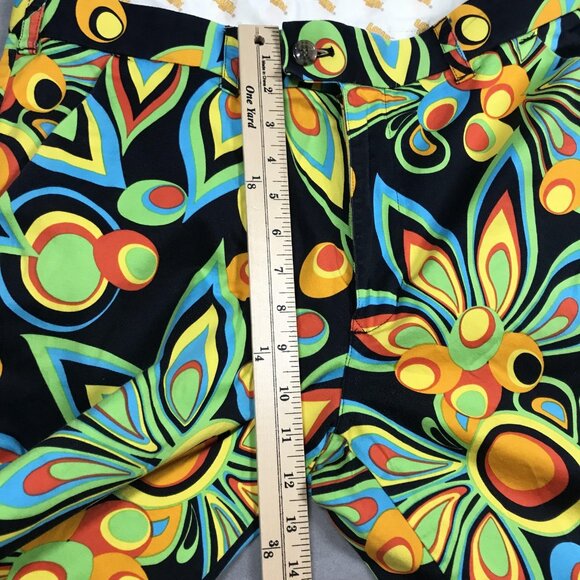 Loudmouth Golf Pants Mens 34x32 Black Multicolor Psychedelic Floral Stretch - Picture 13 of 16